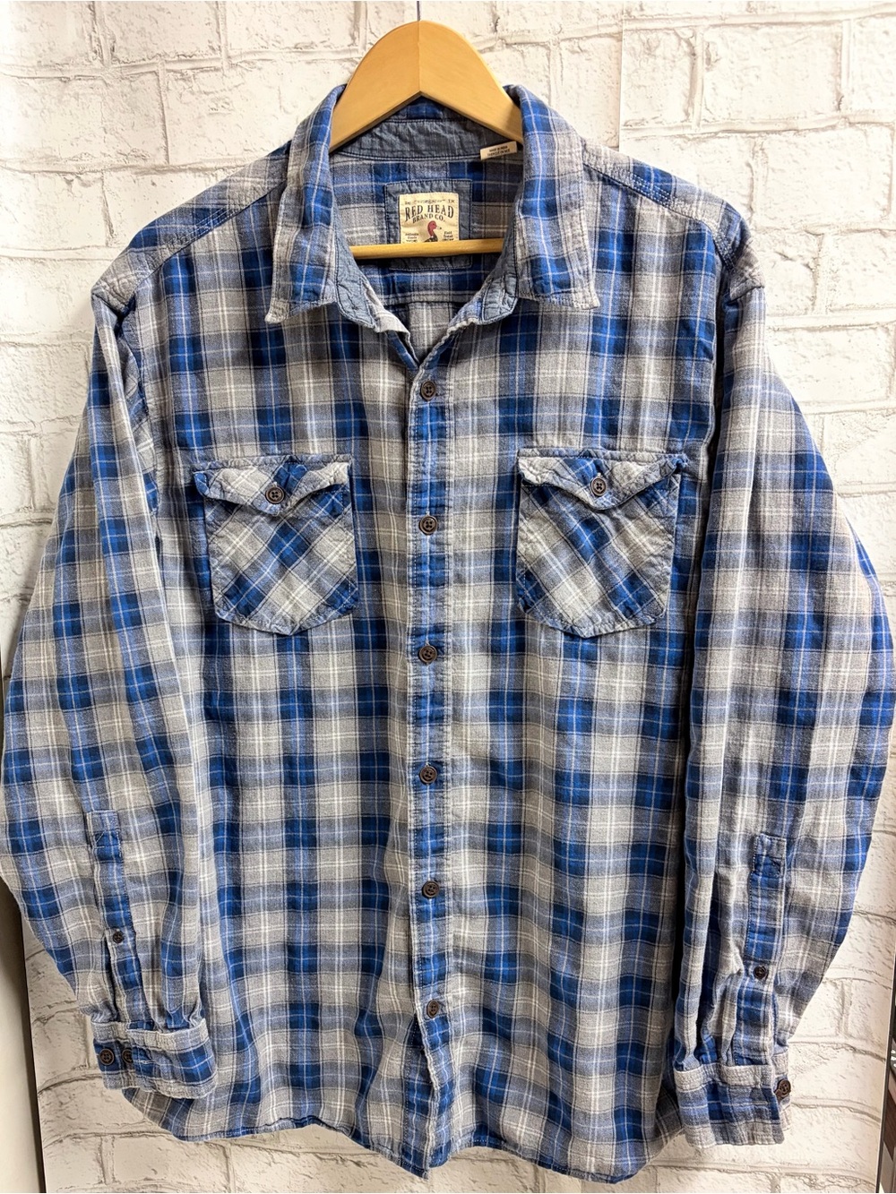 RedHead Blue & Gray Plaid Button-Down Shirt 2XL
